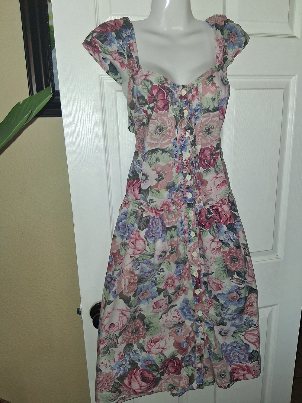 Vintage 90s Starina Romantic Floral Midi Dress